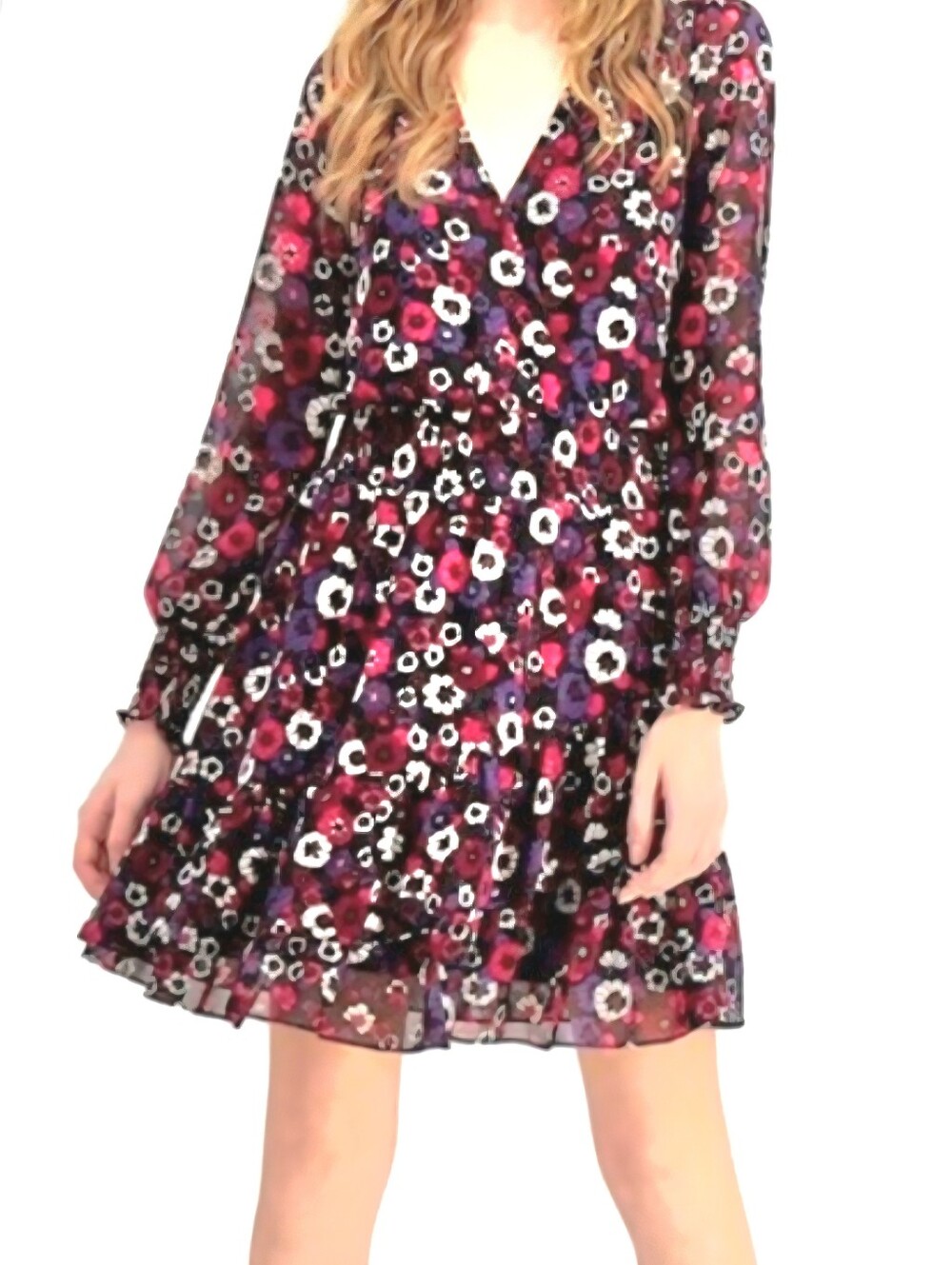 Michael Kors Psych Garden Smocked Long Sleeve Boho Spring Dress. M
